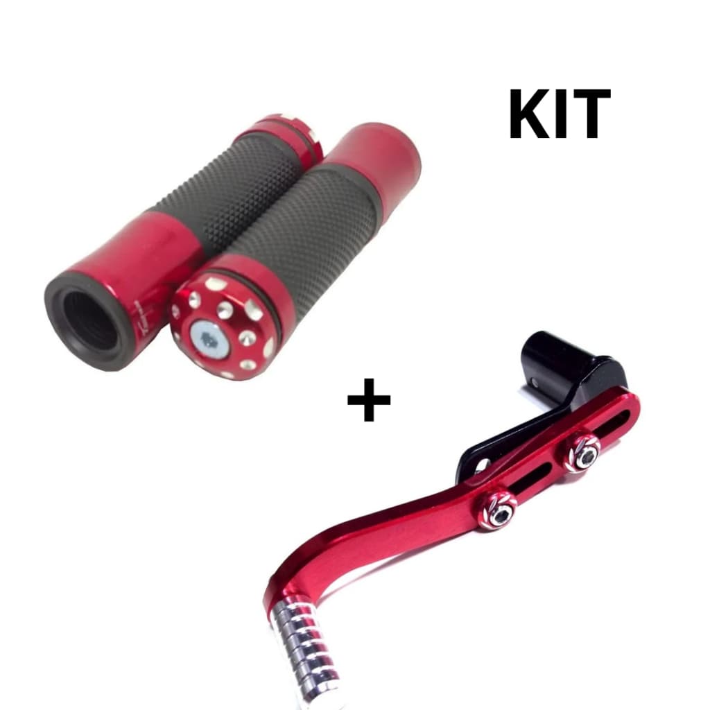 Pedal Cambio Pedaleira Passador Trocador Marcha Esportivo + Manopla Moto Esportiva Punho Alumínio Anti Derrapante