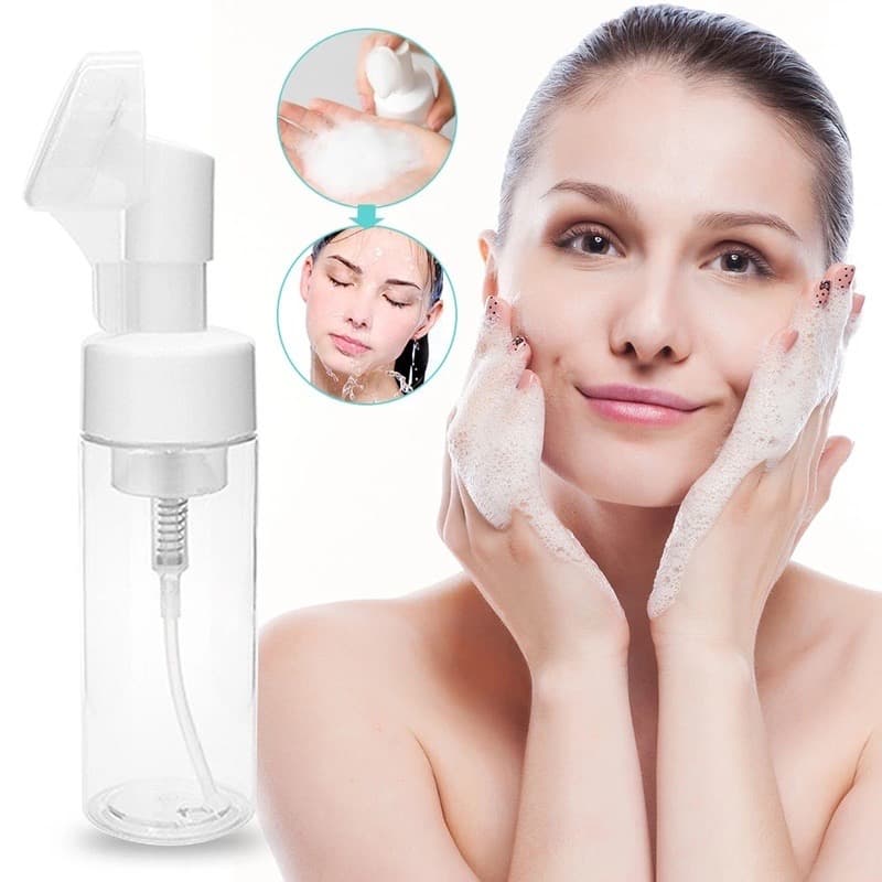 Frasco Pump Espumador Com Escova De Silicone Para Limpeza Facial Skin Care