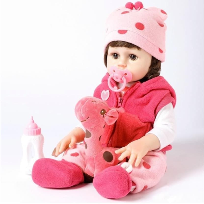 Boneca Bebê Realista Manu 48cm de Silicone com 11 acessórios (Pode dar banho) - brink+