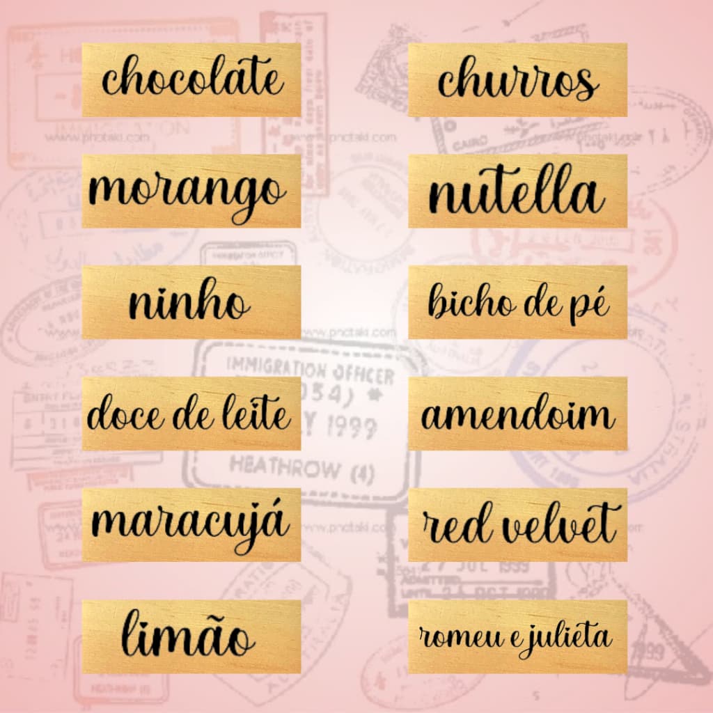 Carimbo de confeitaria com sabores - carimbo de madeira -