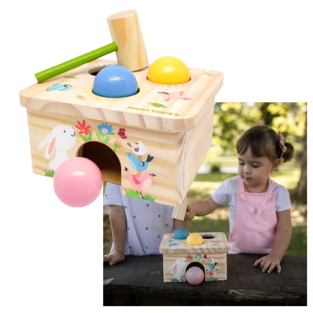 Bate Bolinha Brinquedo Montessori Educativo Bebê 1 ano 2 anos Encaixe de Bater Brinquedo Premium Envio Imediato