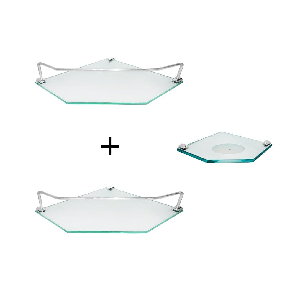 Combo 2 Porta Shampoo (21x21) + saboneteira sextavada incolor