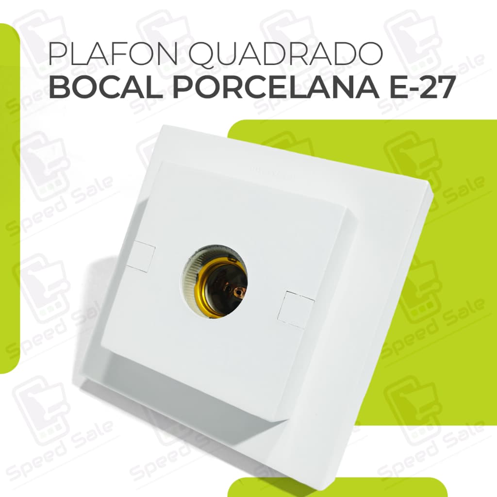 Plafon Quadrado Simples Sobrepor Luminária Branco Bocal Soquete Porcelana E27 Branco PVC RESISTENTE