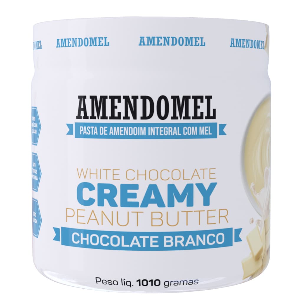 Pasta de Amendoim Amendomel 1010g Chocolate Branco - Amendomel Thiani Alimentos