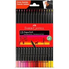 Lápis de Cor SUPERSOFT Faber-Castell  15 cores quentes ou 15 cores frias