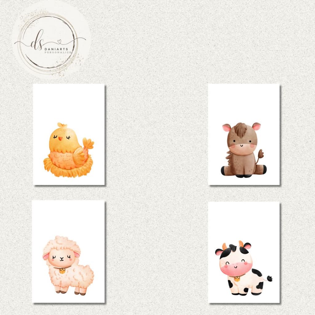 Kit 4 quadros decorativos fazendinha| mdf 3mm 20x28