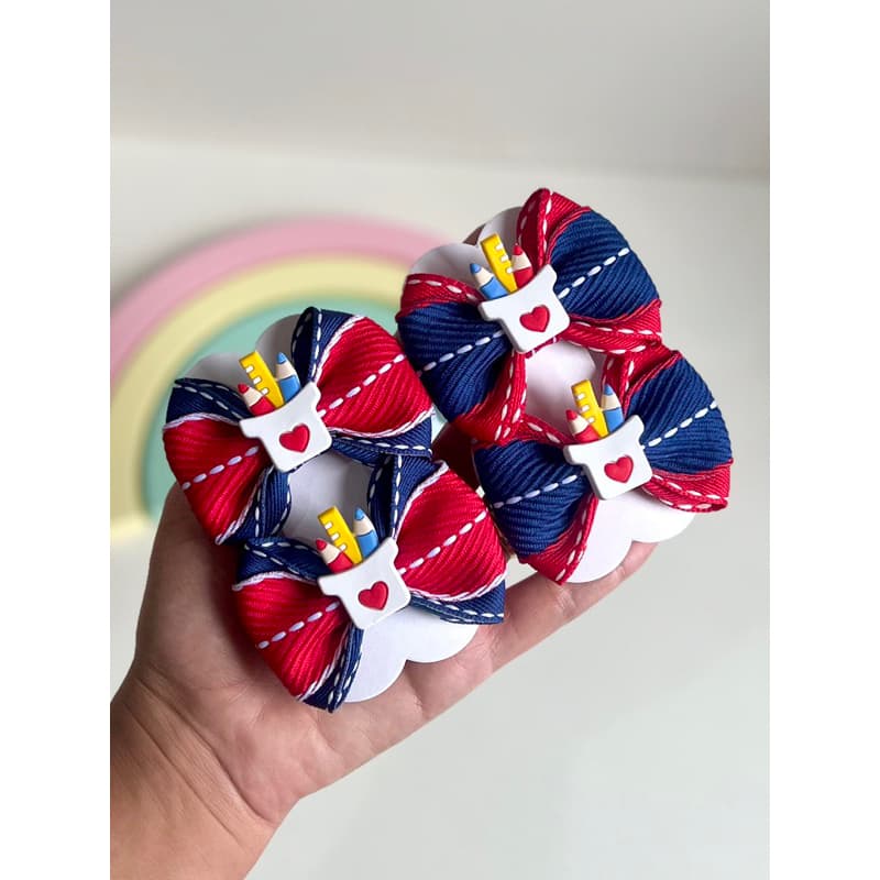 Parzinho de laços escolares infantil cabelo menina