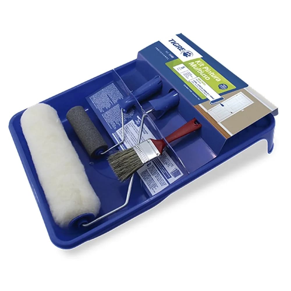 Kit Pintura 5 Peças Multiuso Rolo Pincel Bandeja 1540 Tigre