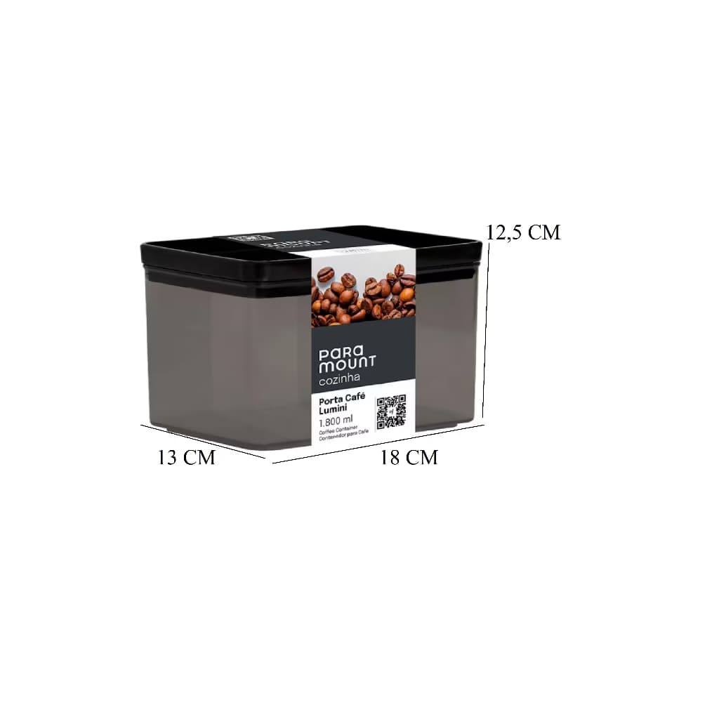 Porta Café Pote Hermético Organizador Acrílico Fumê 1.800ml Utilidades