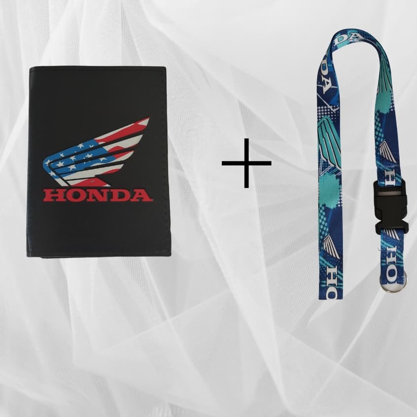 KIT Cordão Para Pescoço Moto Engate Rápido Para Crachá, Mochila + porta documento USA HONDA MOTO