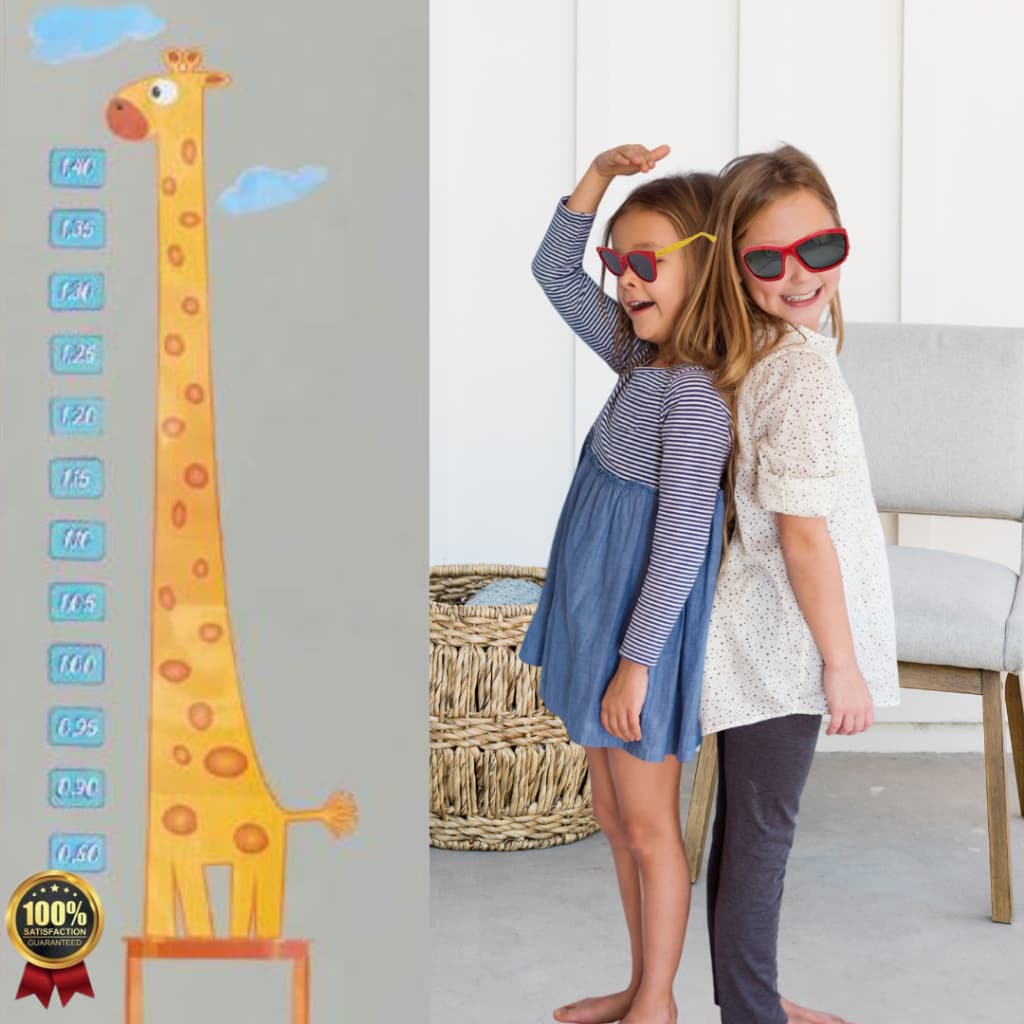 Adesivo decorativo Girafa Régua de medir altura e crescimento infantil