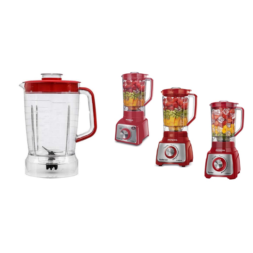 Copo P/ Liquidificador Mondial L1000w / L1100W / L1200W Cristal Resistente Completo Com Tampa E Faca