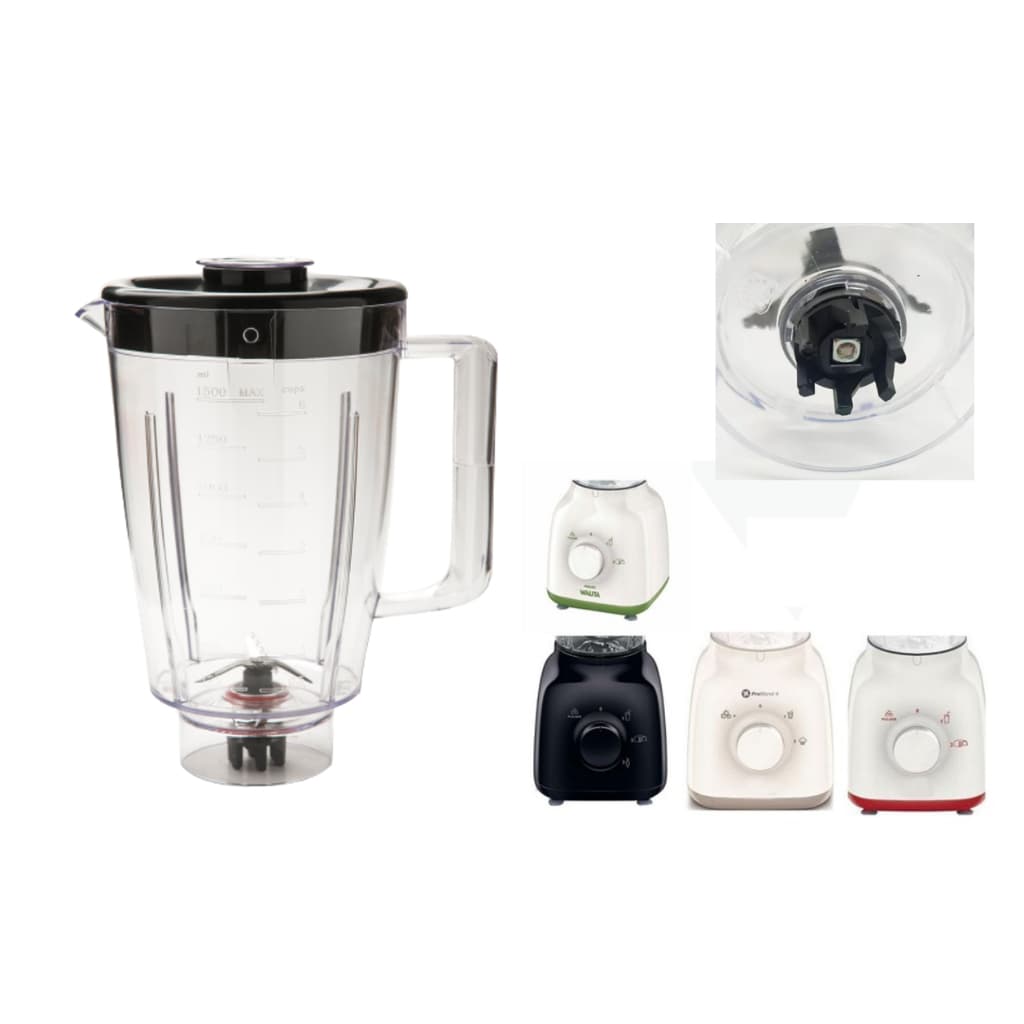 Copo Para Liquidificador Walita Daily Cristal Tampa Preta RI2101/RI2102/RI2103 Completo Com Tampa E Faca