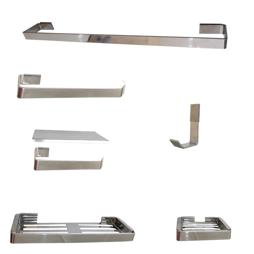Kit Para Banheiro Lavabo Luxo Art Premium Prata
