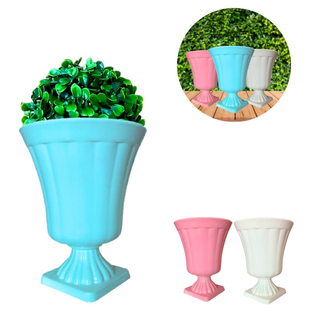 Kit Com 02 Vaso Grego Plástico Decorativo - Enfeite Para Festa - Decorativo Flores