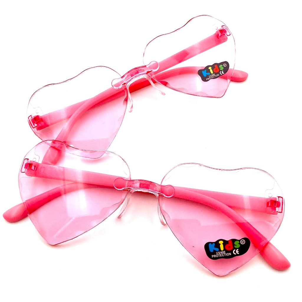 Óculos De Sol Kit 2 Peças Coração Infantil Menina Rose Promoção