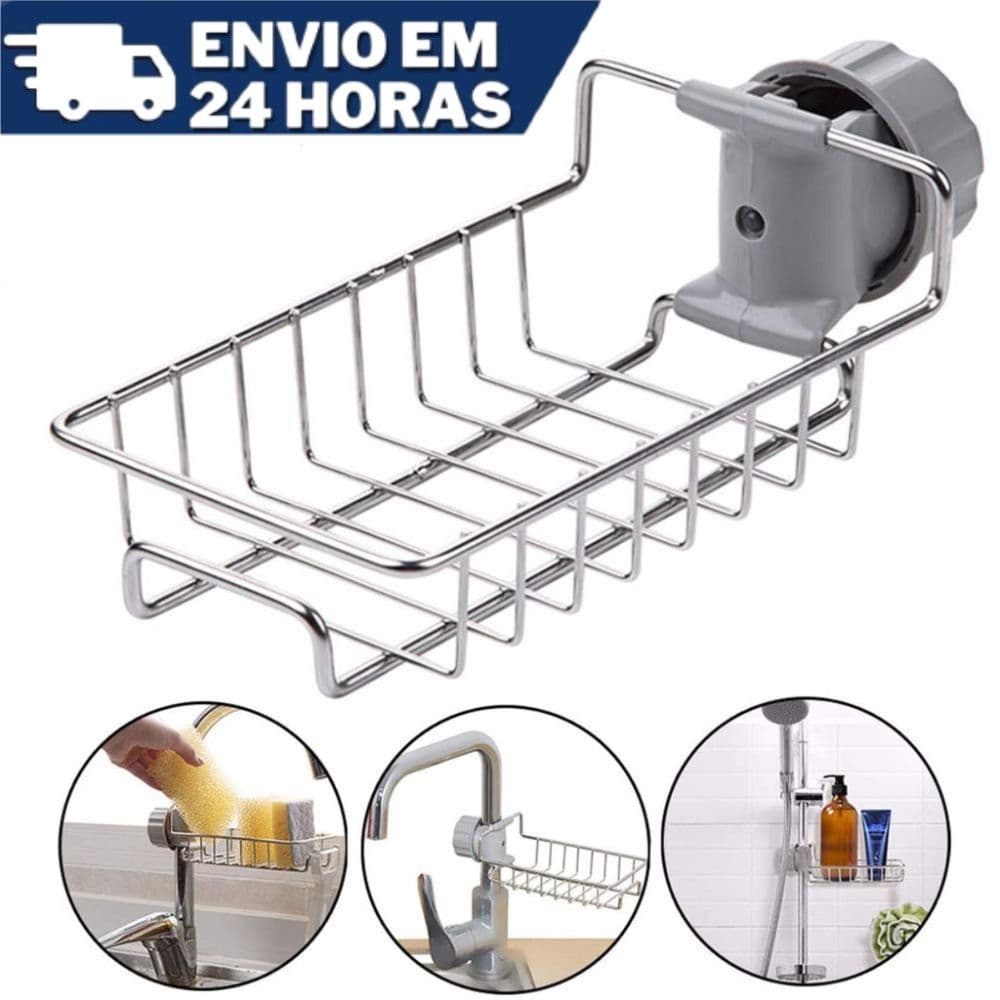 Porta Esponja Suporte De Torneira Pia Bucha Detergente Aço Inox Cozinha Banheiro Grelha
