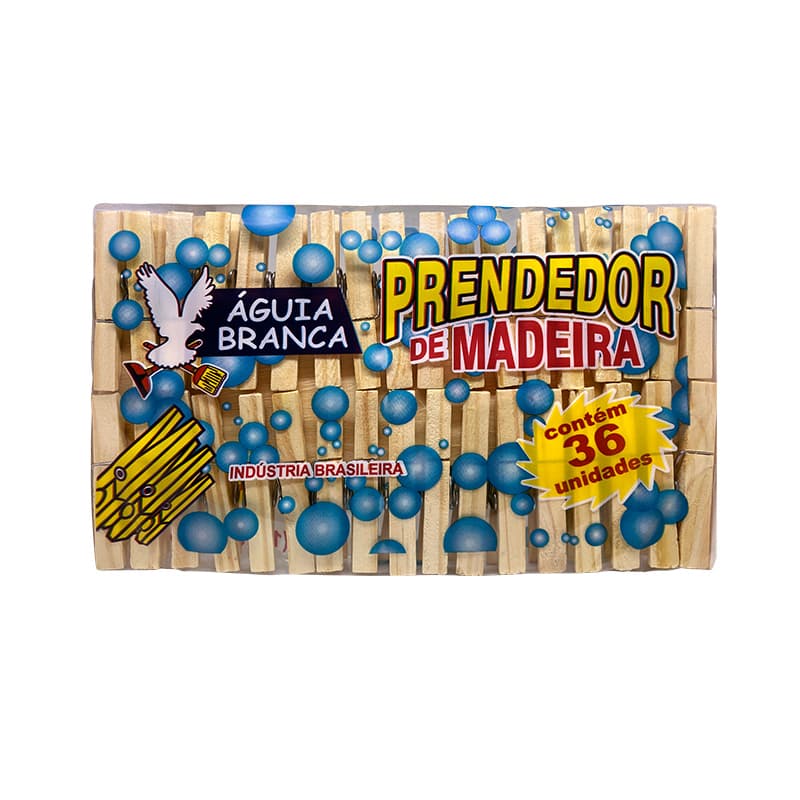 Prendedor de Madeira com 36 unidades- Águia Branca
