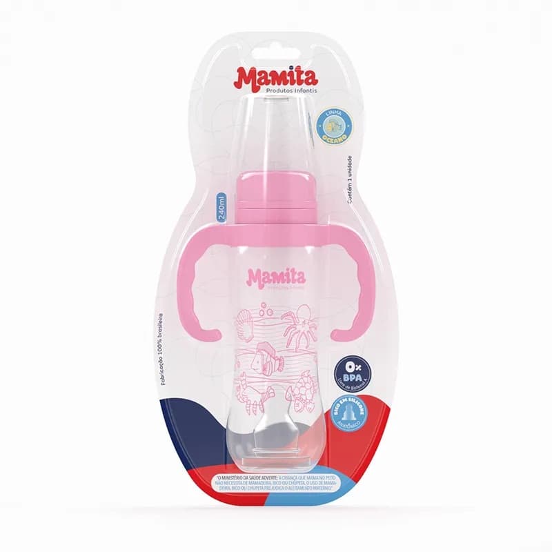 Mamadeira Mamita Decorada 240 Ml C/ alça - Ref.:243