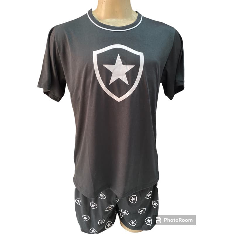 Pijama Masculino Adulto Botafogo Meia Manga de Malha Algodão Verão Outono Inverno Time Super Heróis Marvel Vingadores