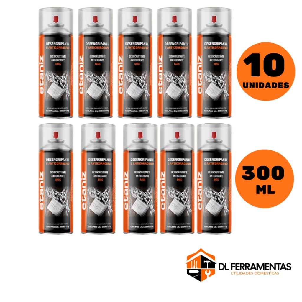 DESINGRIPANTE SPRAY ANTIFERRUGEM ÓLEO 300 ML 10 UNIDADES -  ETANIZ
