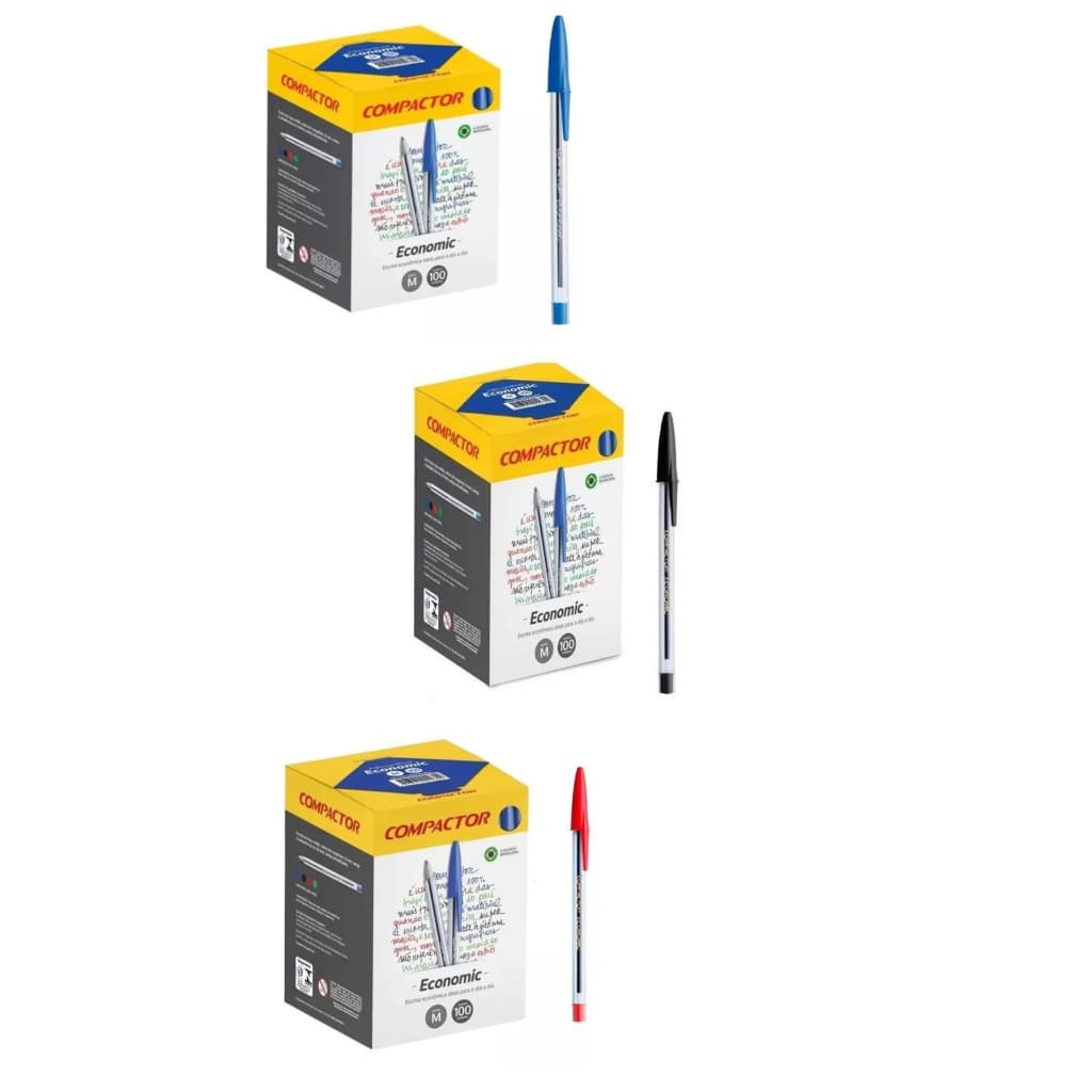 Caneta Esferográfica Compactor Economic Kit com 03 Cx