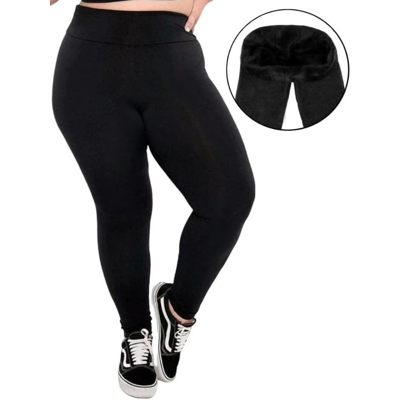 Legging FLANELADA Plus sizer G1 G2 G3 feminina cintura alta peluciada por dentro