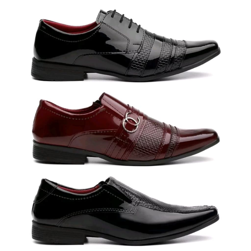 Kit 3 Pares de Sapato Social Masculino Confortável na Promoção