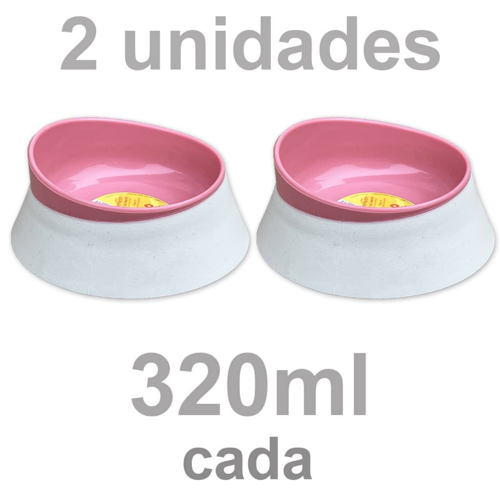 2 Potes Comedouro Bebedouro Cães Gatos Coelhos Outros Animais Reforçado - P 320ml