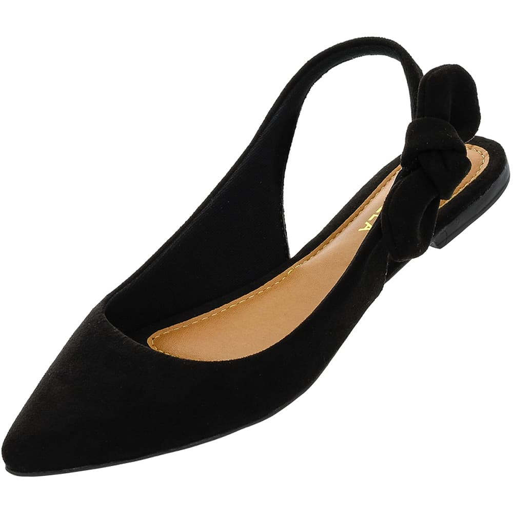 Sapatilha Rasteira Feminina Aberta Laço Bico Fino Casual Social Rasteirinha Slingback Elastico No lateral Dia a Dia Novo