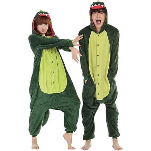Pijama Kigurumi Cosplay do Dinossauro Adulto e Infantil para Inverno. Muito Quente de Plush Algodão.