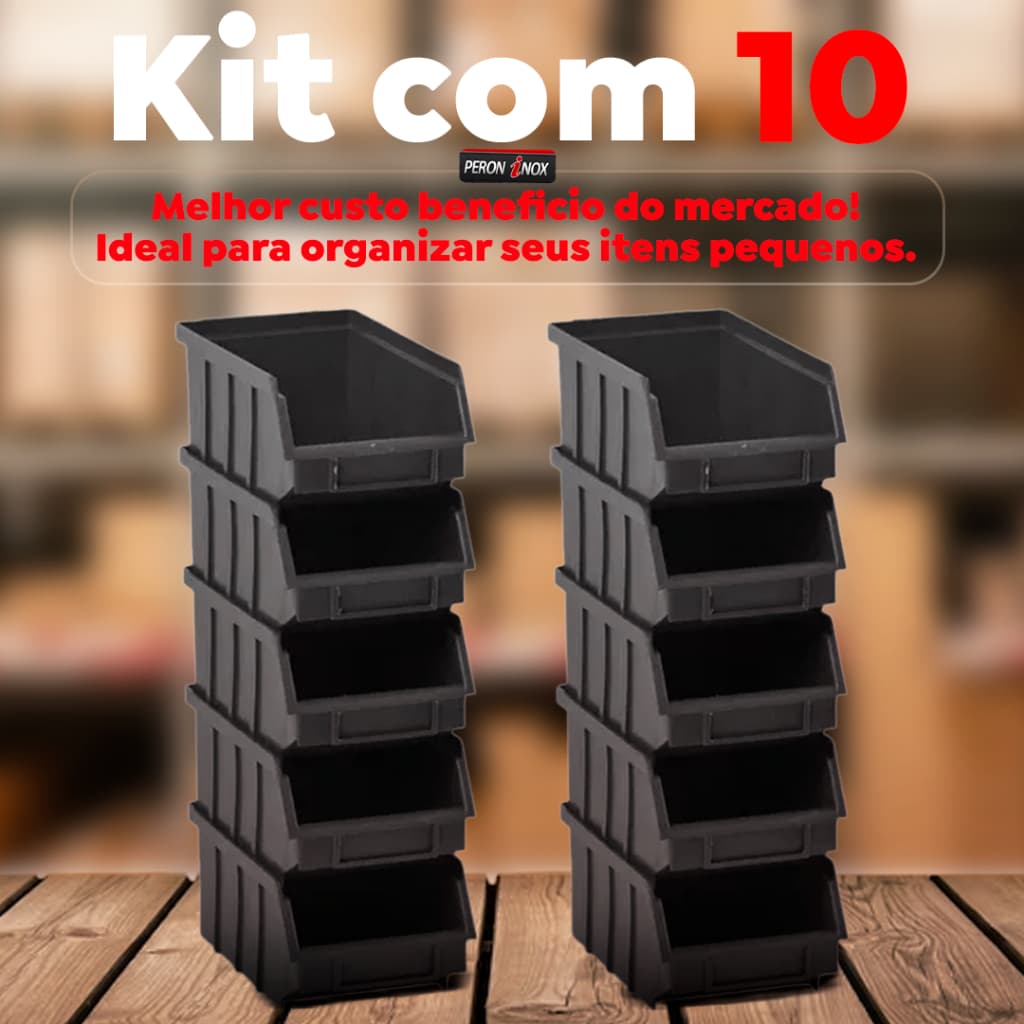 Kit 10 Caixa Gaveteiro Plastico N°3 Organizador de Parafusos