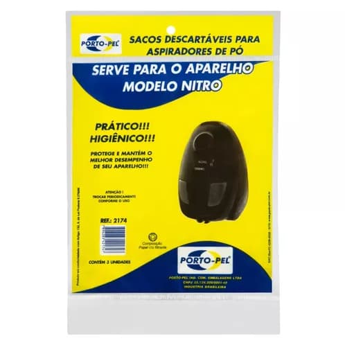 Saco Para Aspirador De Pó Arno Nitro C/3 Peças Descartável