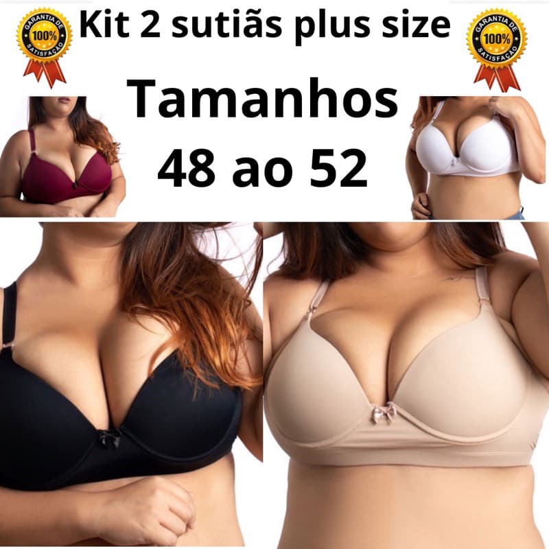 Sutiã Plus size Básico kit c/2 Reforçado de Microfibra Com Bojo sultian soutien sutia sutian