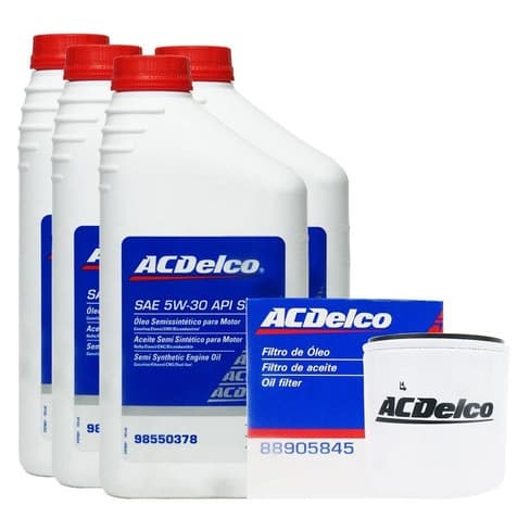 Kit Troca de Óleo e Filtro 5w30 SN Semi-Sintético Acdelco 98550378/88905845