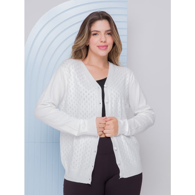 Casaco Modal Feminina Com Botões Moda de Feminina Cardigan Inverno Com Detalhes Grosso