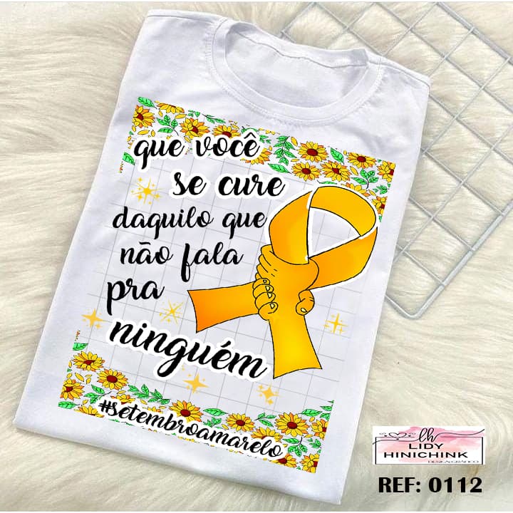 Camiseta Adulto campanha setembro amarelo,