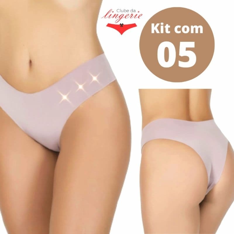 Kit 05 Calcinha Tanga Corte a Laser Sem Costura Feminina