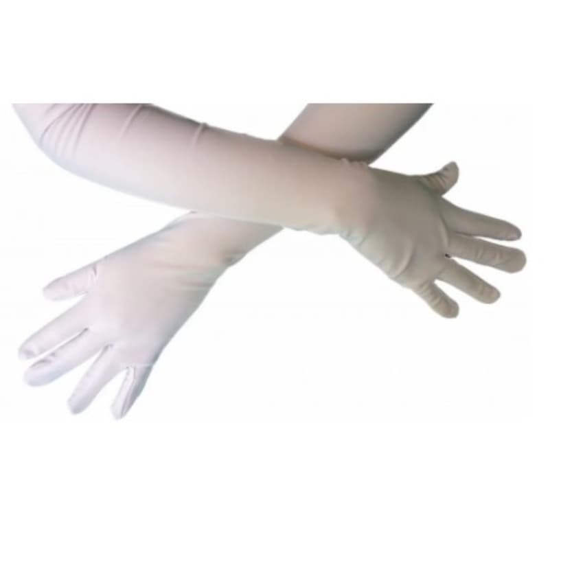 Luvas Lycra Longa Festas Fantasias Unissex Cosplay 40 cm Branca