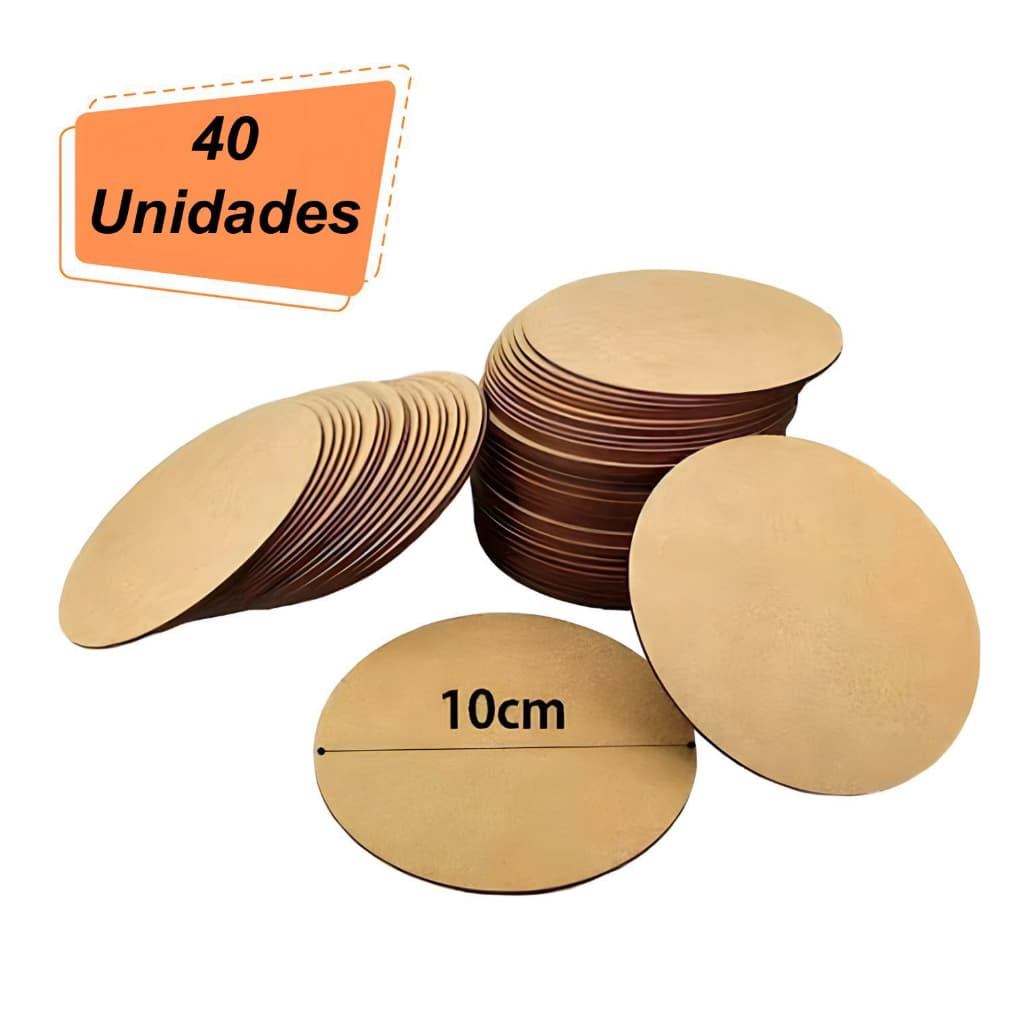 40 Porta Copo Descanso de Copo Supla Disco  10 cm Madeira Mdf Cortado a Laser