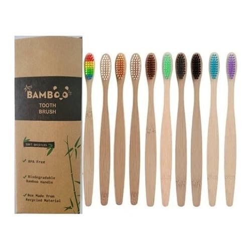 Pack De 10 unidades Escovas De Dente Ecológica Em Bambu Coloridas (envio Imediato e Rápido)