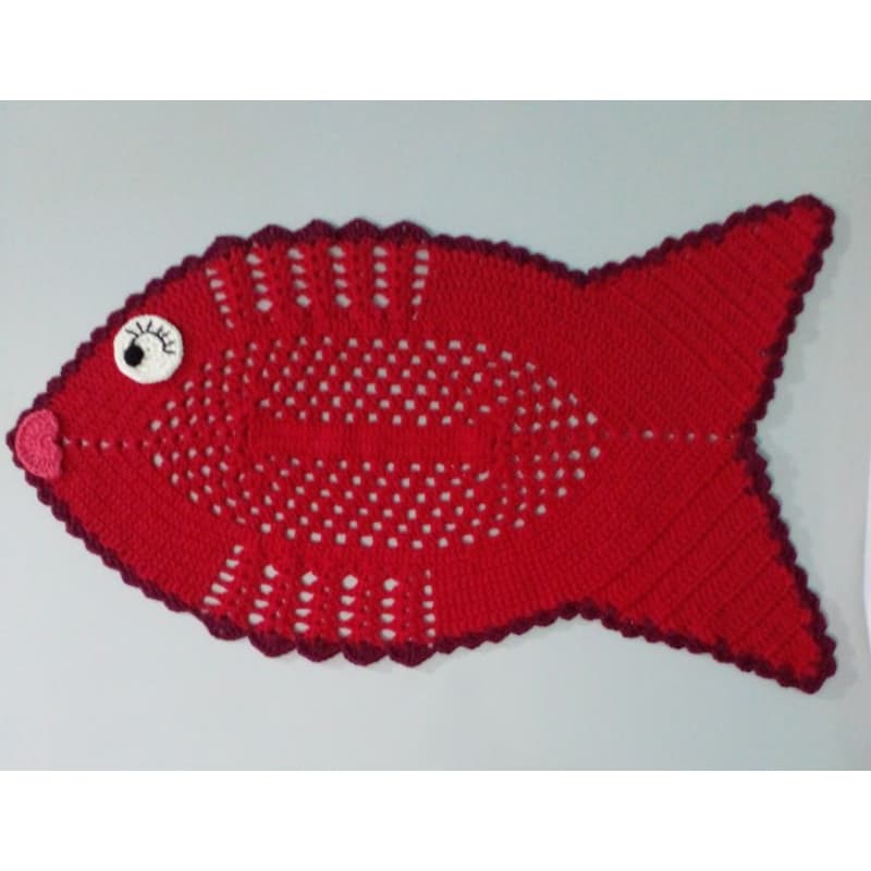 Tapete em crochê  formato de peixe