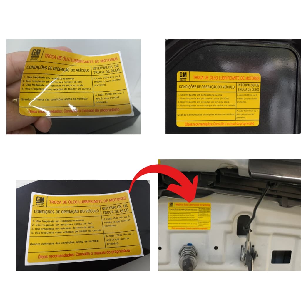 ADESIVO GM TROCA DE ÓLEO E LUBRIFICANTES DE MOTORES / LINHA GM / A PARTIR DE 2000