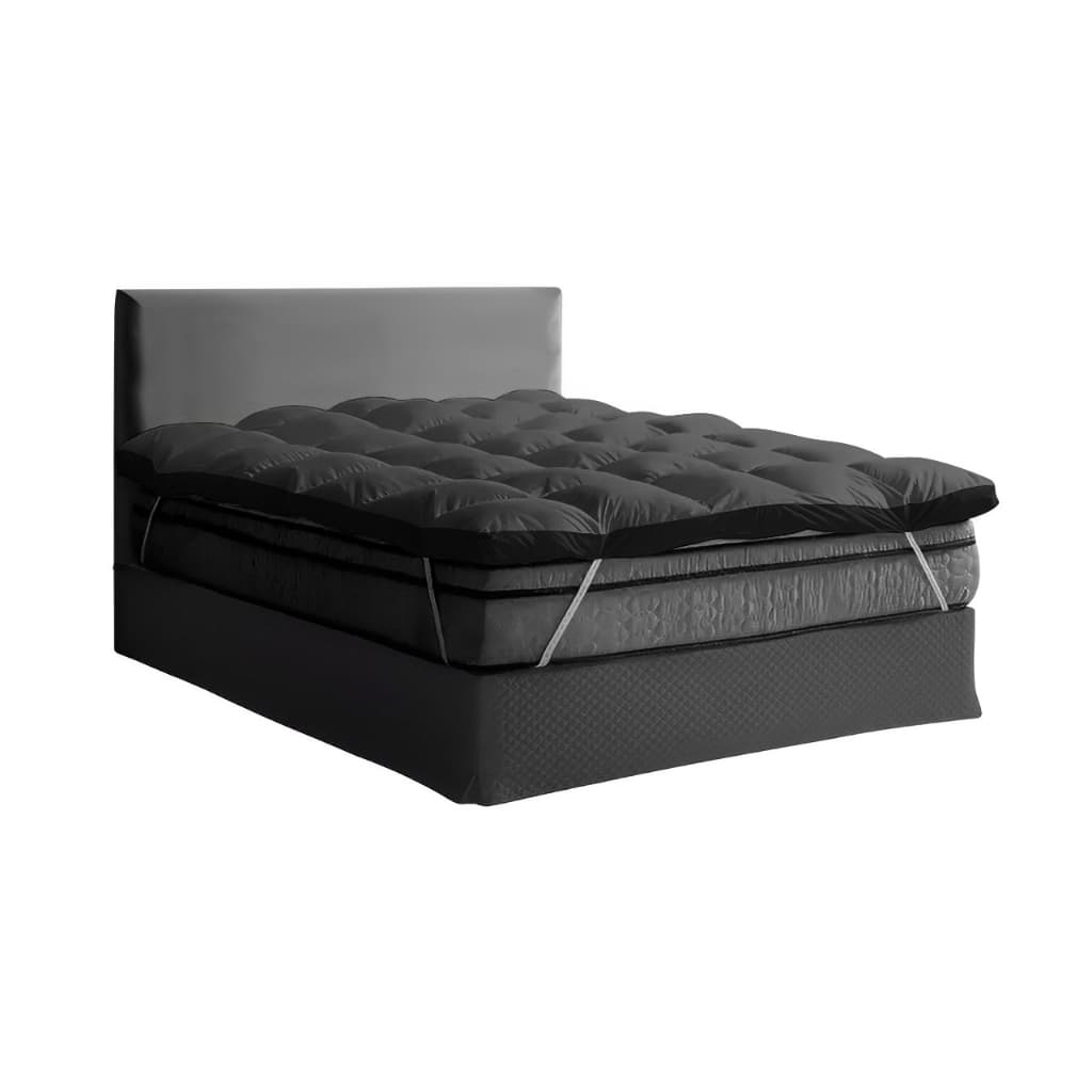 Pillow Top Solteiro Fibra Siliconada Super Volumosa Cinza e Preto