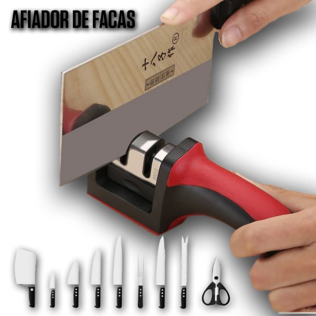 Amolador Afiador De Facas Em Aço Inox Profissional Com 3 Afiadores Profissional