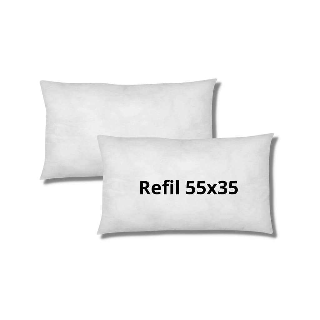 KIT 2 REFIL PARA CAPA DE ALMOFADA RETANGULAR BAGUETE 50X30, ENCHIMENTO DE SILICONE 100% VIRGEM - TAMANHO DO REFIL 55X35