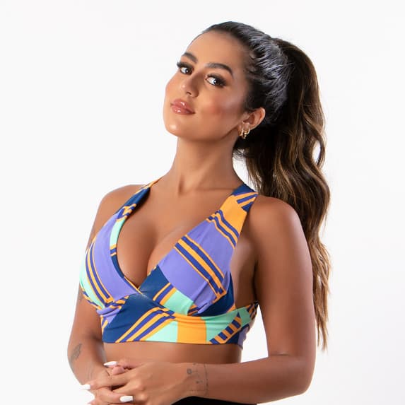 Top com Bojo Estampado Suplex Feminino Para Academia