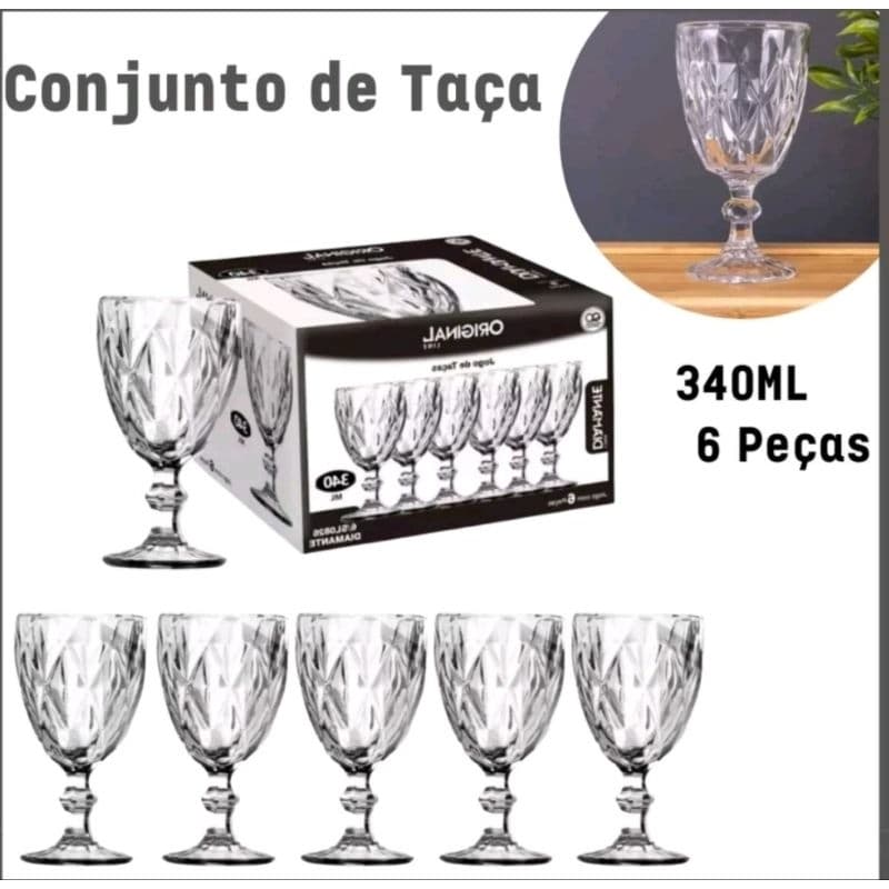 Jogo de Taças Diamond com 6 Peças 340ml  Original