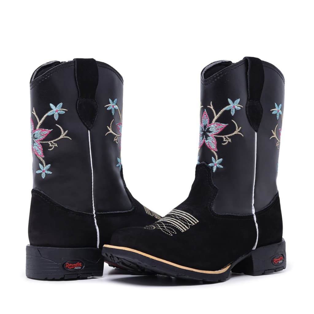 Bota Infantil Feminina Flor Nova Menina Boiadeira Texana Country