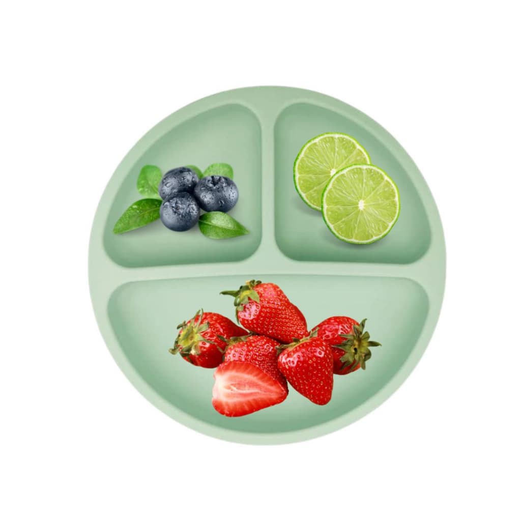 Prato Refeição Silicone Infantil Com 3 Divisórias Ventosa Bebê
